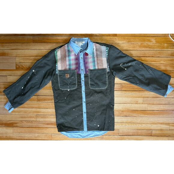 Free People x Tricia Fix | NWT Vintage Repurposed Carhartt Patchwork Coat | M/L - Picture 15 of 16